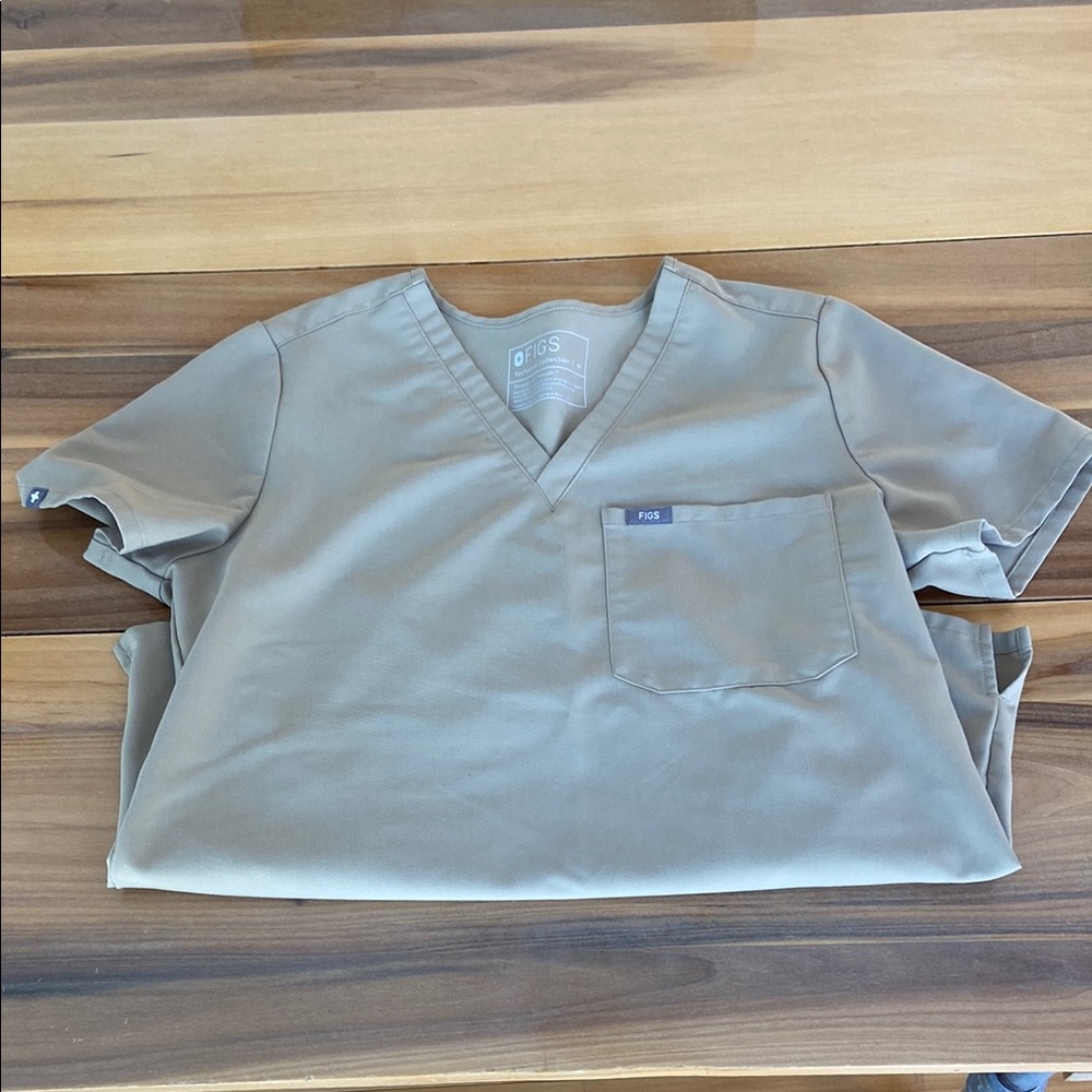 Figs Tan Scrub Top